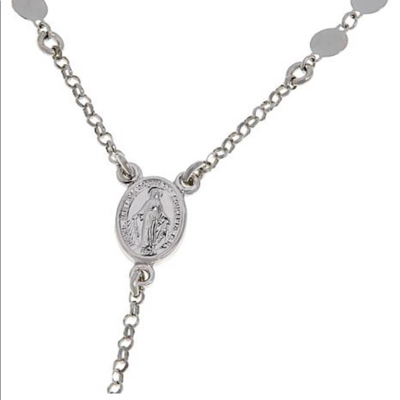 NEW Italian Sterling Silver Rosary Necklace - Picture 3 of 7